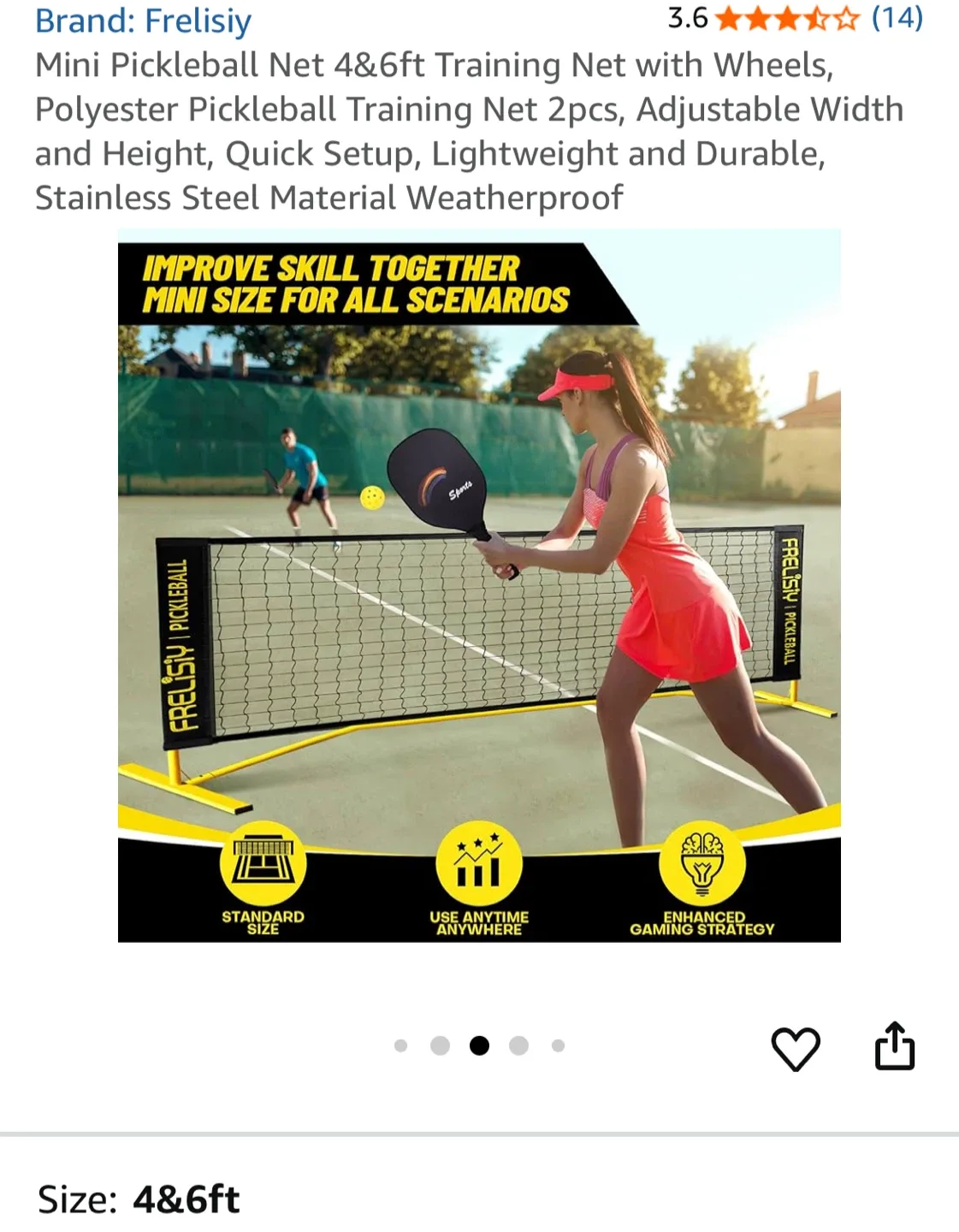 Frelisiy Mini Pickleball Net 4&6ft Training Net image indicator(4)