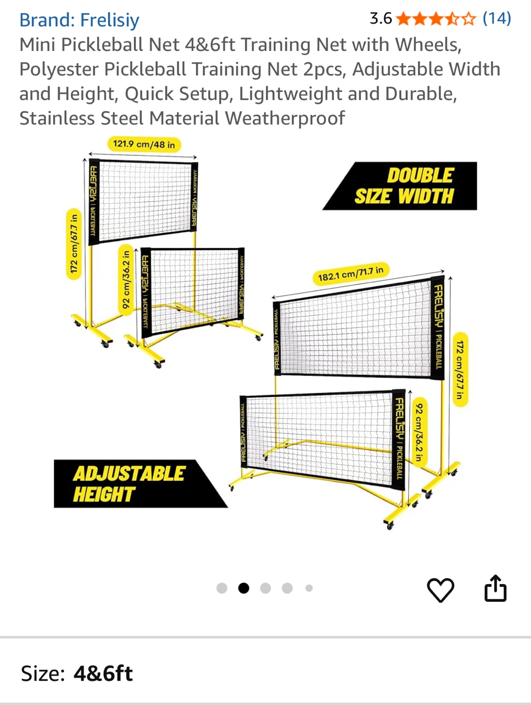 Frelisiy Mini Pickleball Net 4&6ft Training Net - photo 2