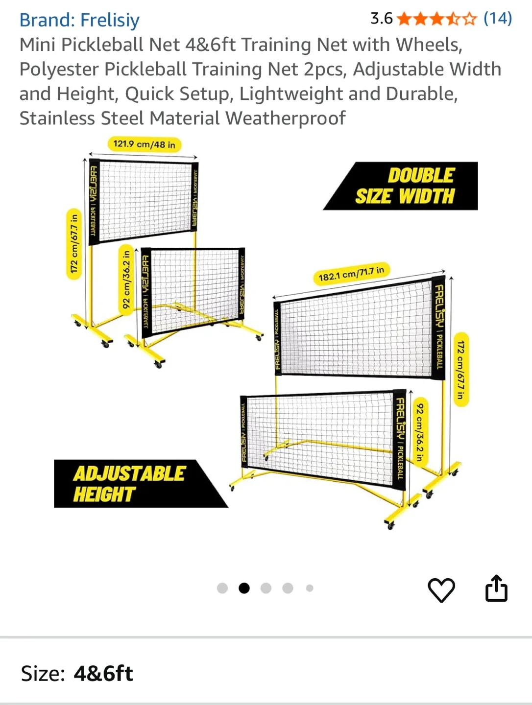 Frelisiy Mini Pickleball Net 4&6ft Training Net image indicator(2)