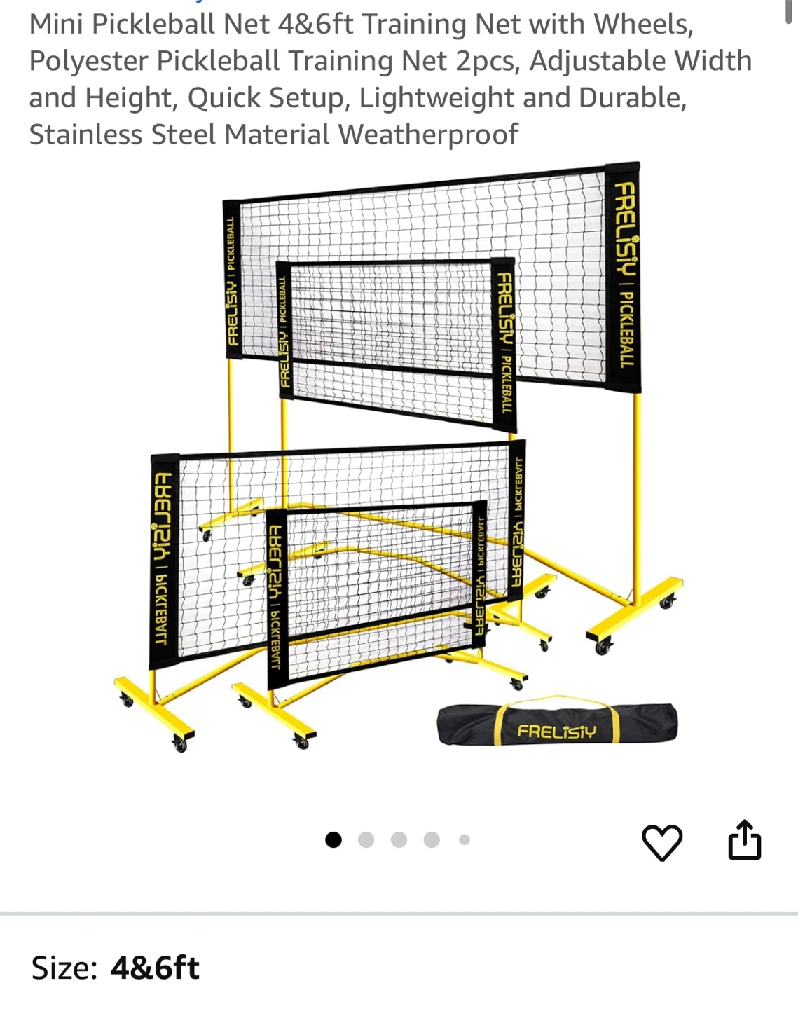 Frelisiy Mini Pickleball Net 4&6ft Training Net