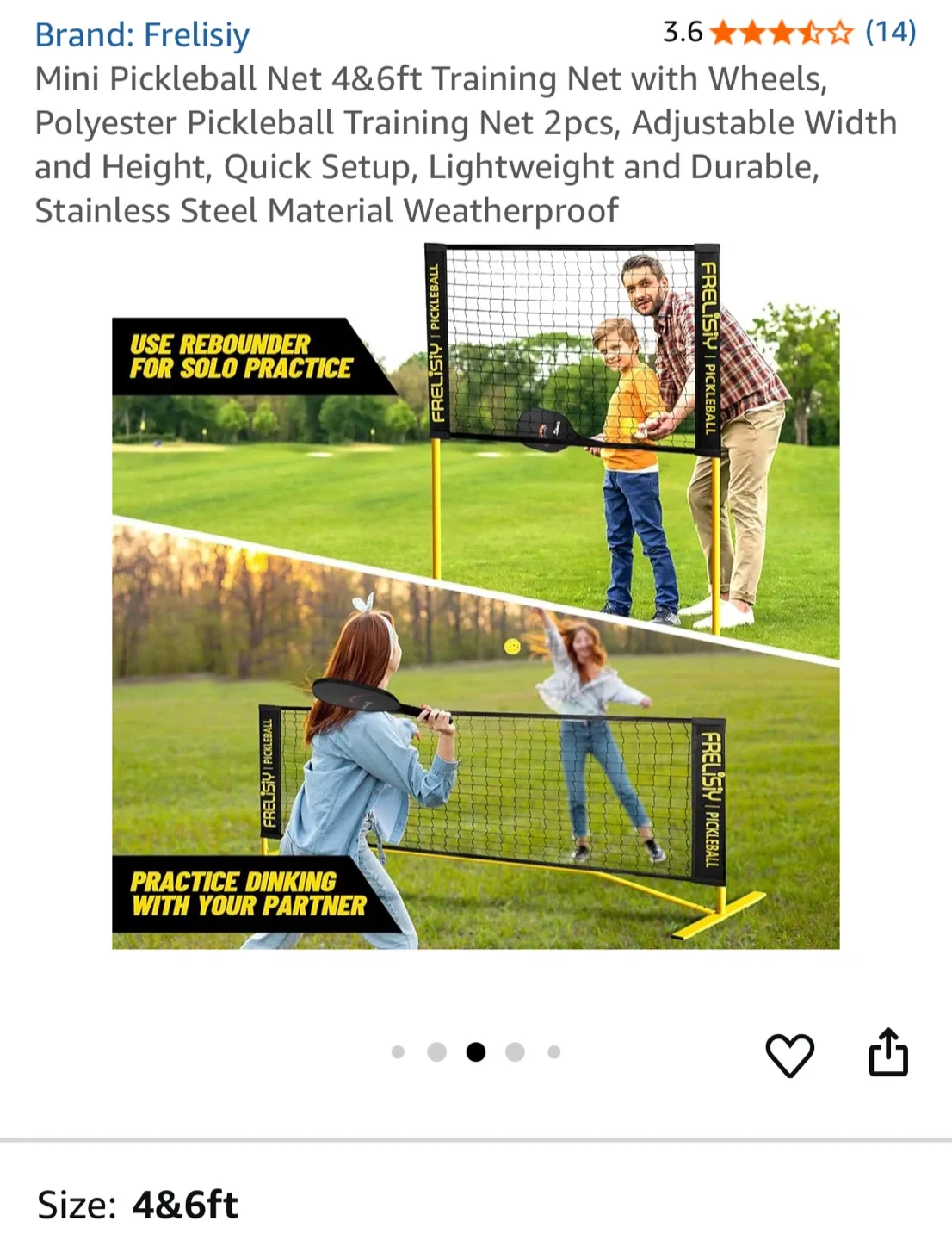 Frelisiy Mini Pickleball Net 4&6ft Training Net image indicator(5)