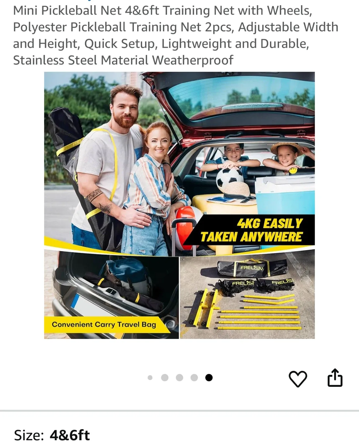 Frelisiy Mini Pickleball Net 4&6ft Training Net image indicator(7)