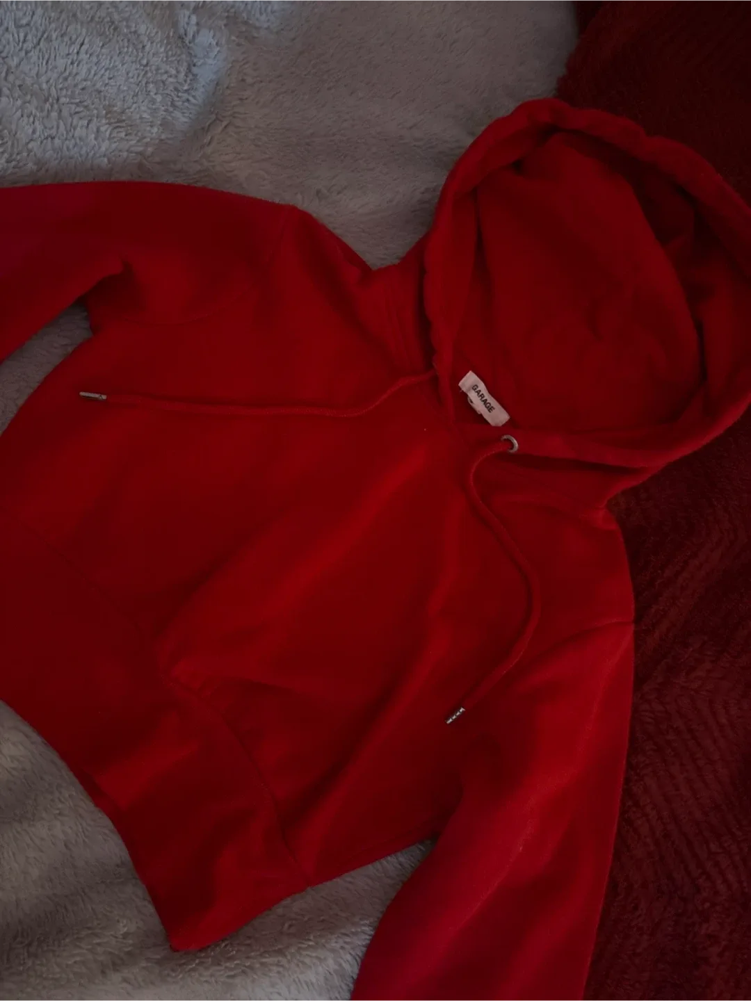 Garage Red Cropped Hoodie