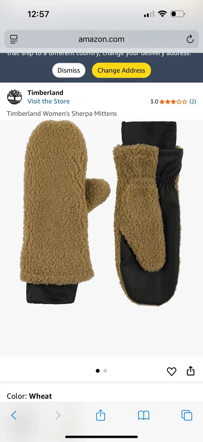 Timberland Women's Sherpa Mittens - Wheat image indicator(2)