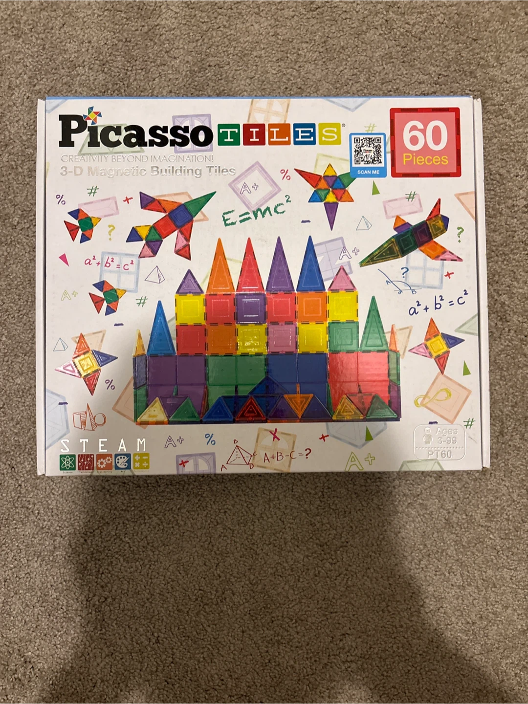 PicassoTiles 60-Piece 3-D Magnetic Building Tiles - New