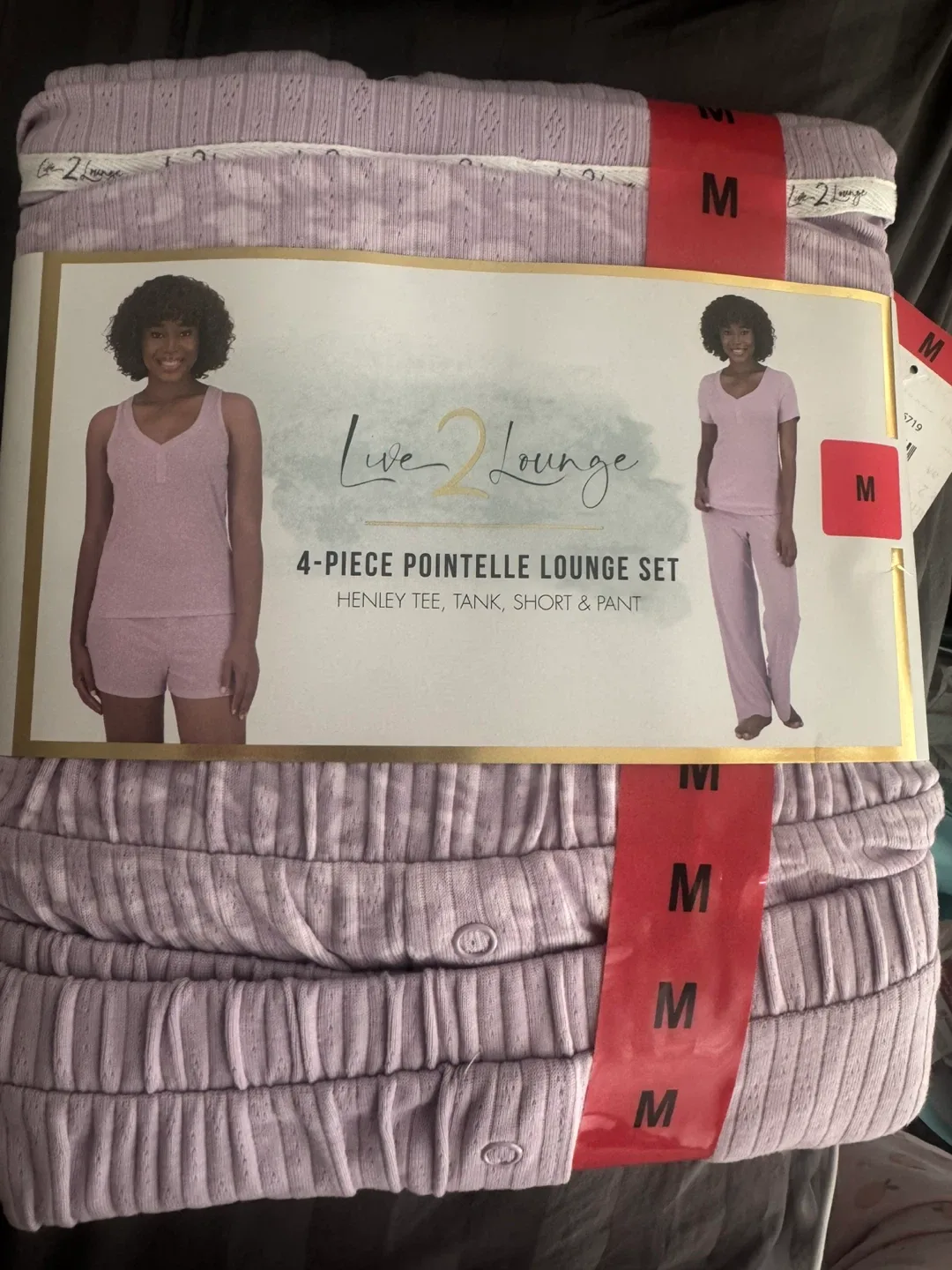 Live 2 Lounge 4-Piece Pointelle Lounge Set - Size M image indicator(4)