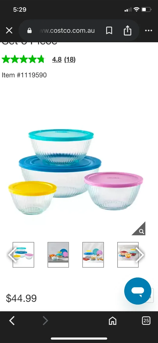 New Pyrex Glass Bowl Set with Lids - Like New! thumbnail
