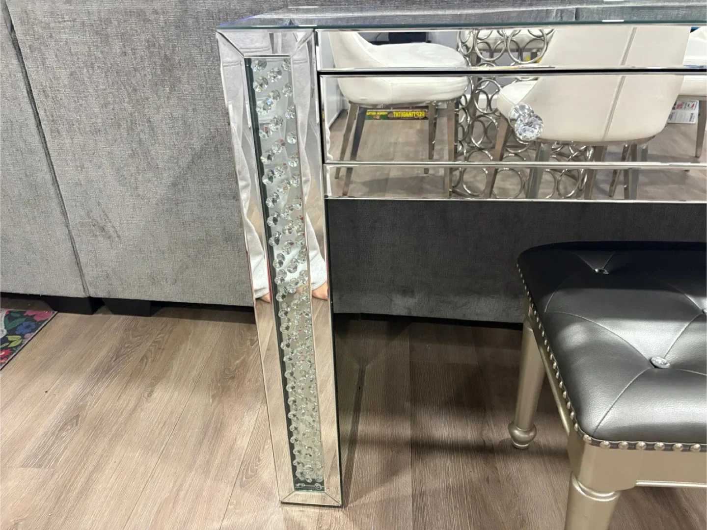 Mirrored Vanity Desk with Stool image indicator(10)