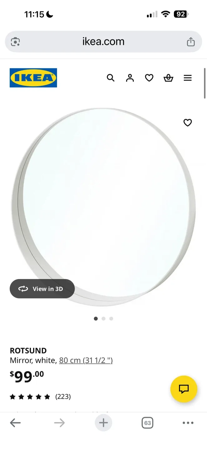IKEA Rotsund Mirror - White, 80 cm image indicator(3)