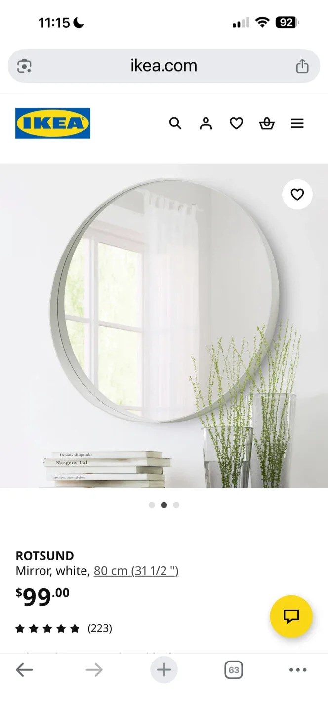 IKEA Rotsund Mirror - White, 80 cm image indicator(2)