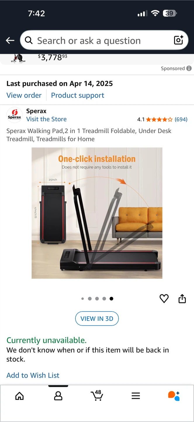 Sperax 2 in 1 Foldable Under Desk Treadmill - photo 3