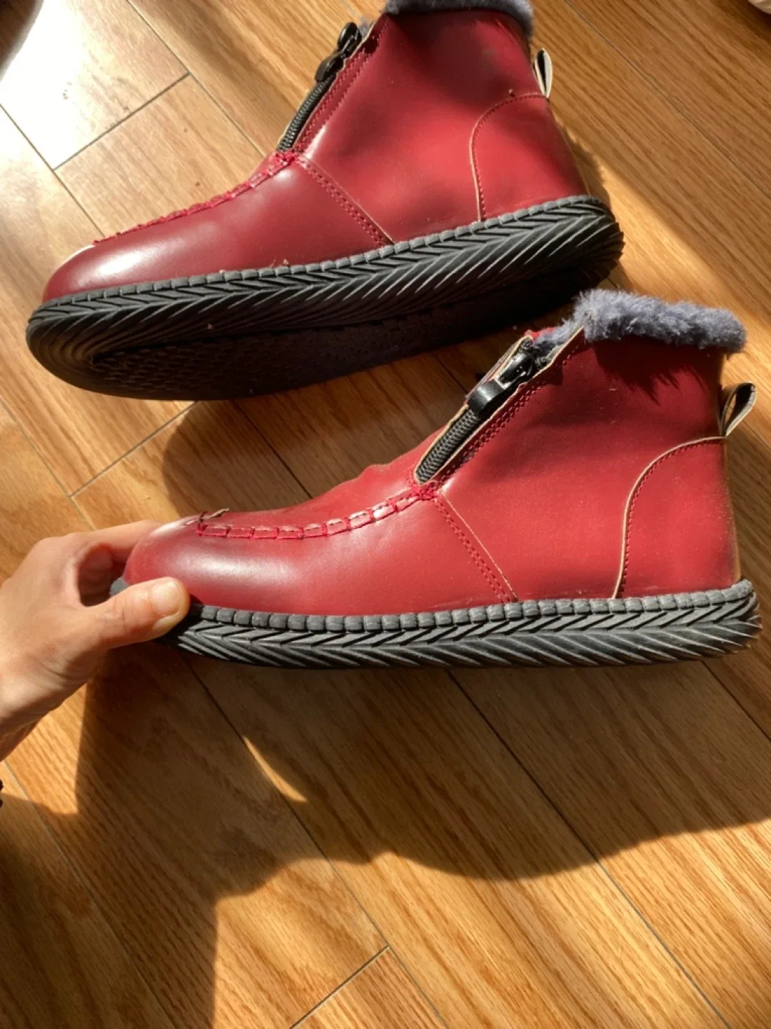 Brand New Red Fur-Lined Boots - Size 38 thumbnail