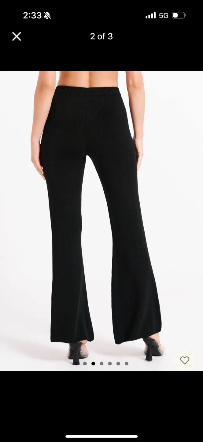 Meshki Black Knit Flare Pants image indicator(2)