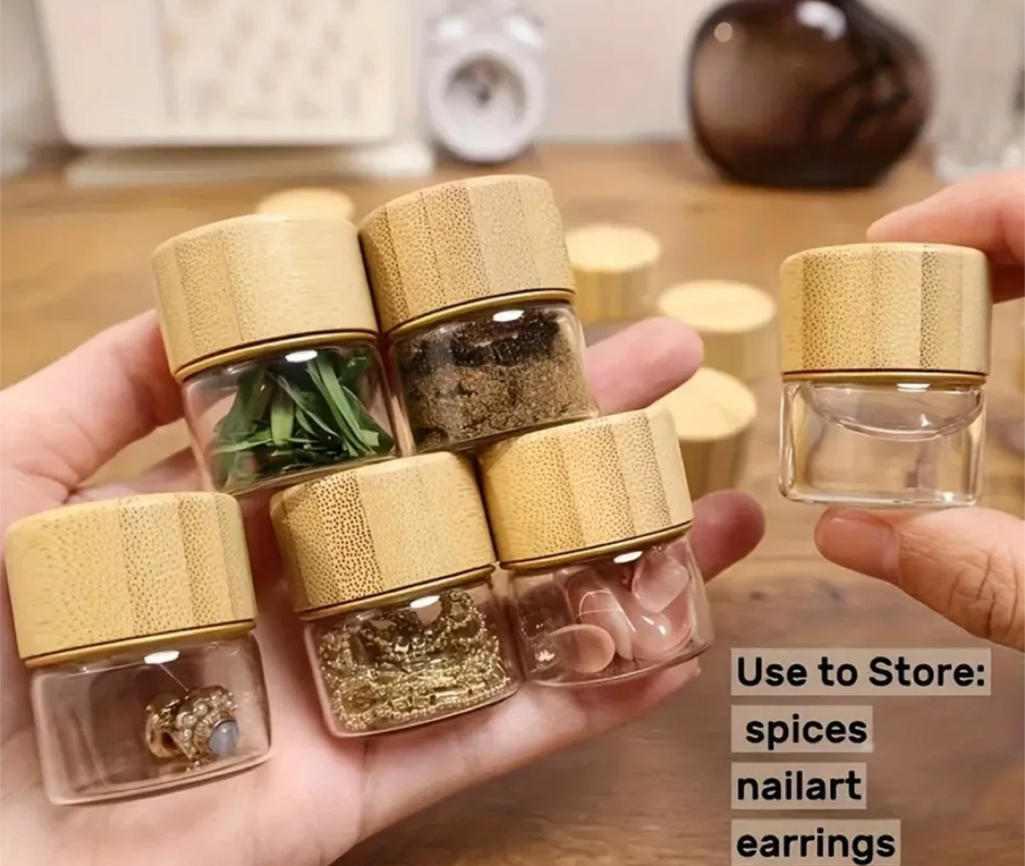 Small Glass Jars with Bamboo Lids (Set of 4) - photo 3