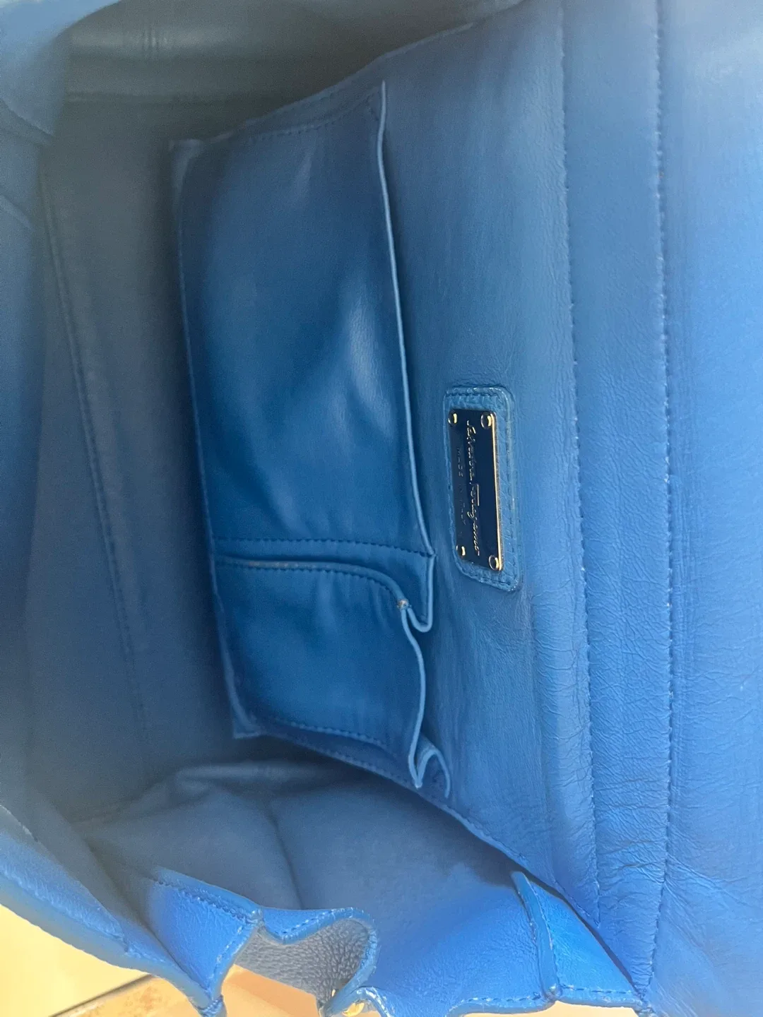 Salvatore Ferragamo Blue Leather Handbag image indicator(4)