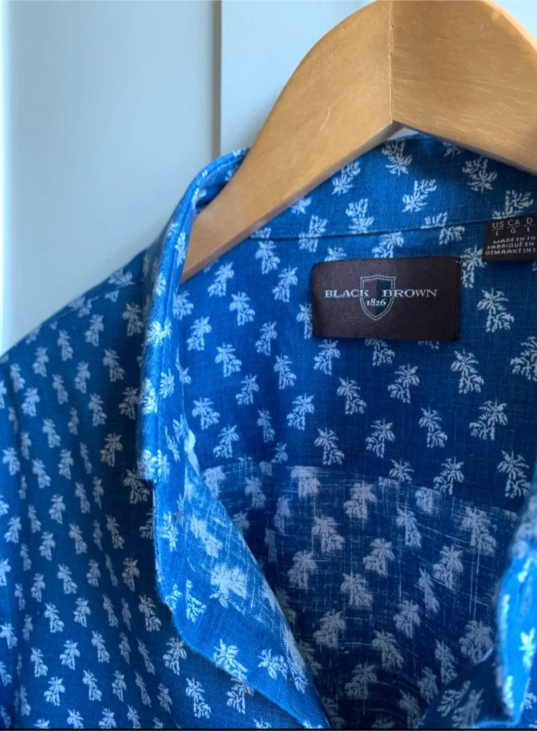 Black Brown 100% Linen Men’s Shirt, Size L image indicator(10)