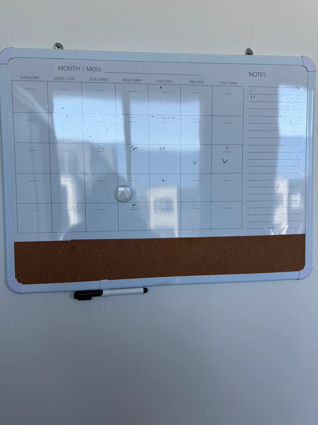 Whiteboard Calendar with Corkboard - free thumbnail