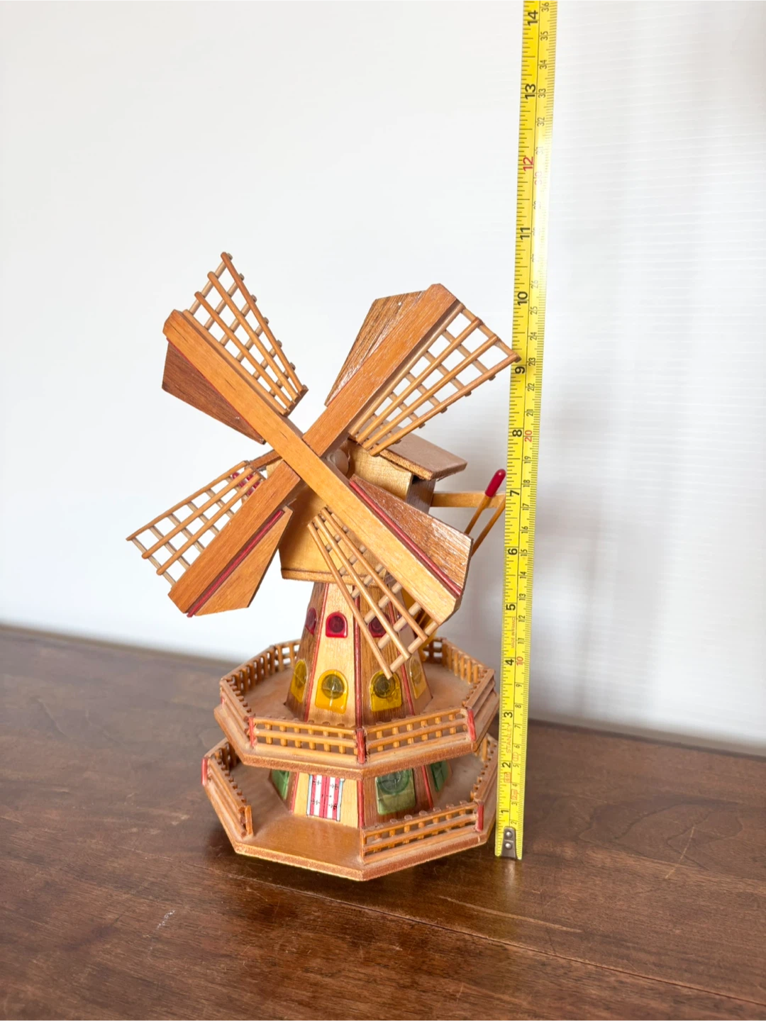 Vintage wooden Dutch windmill music night light - photo 4