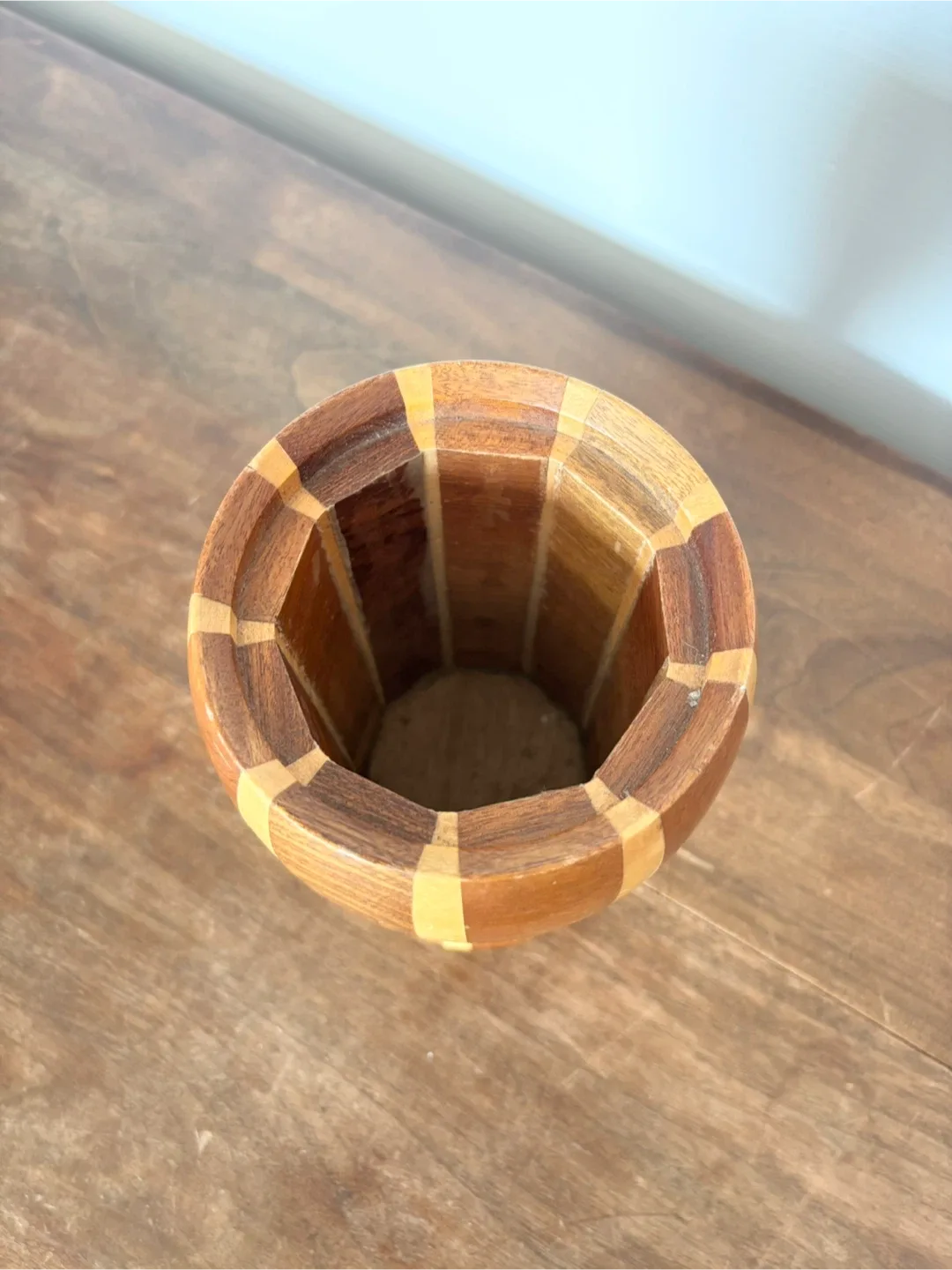 Vintage Lancraft mcm Laminated Wood Vase image indicator(2)