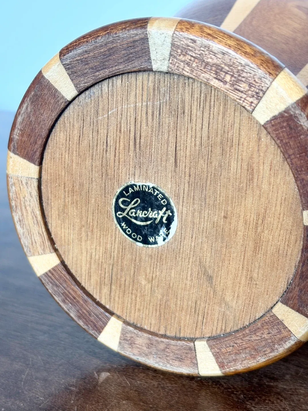 Vintage Lancraft mcm Laminated Wood Vase image indicator(3)
