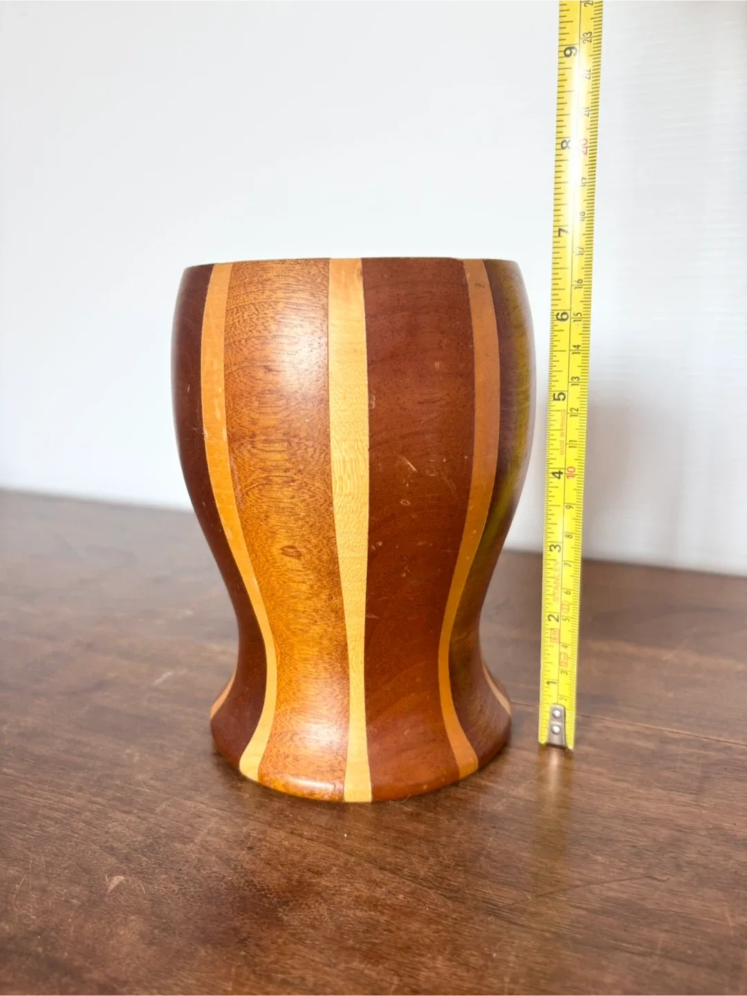 Vintage Lancraft mcm Laminated Wood Vase image indicator(4)