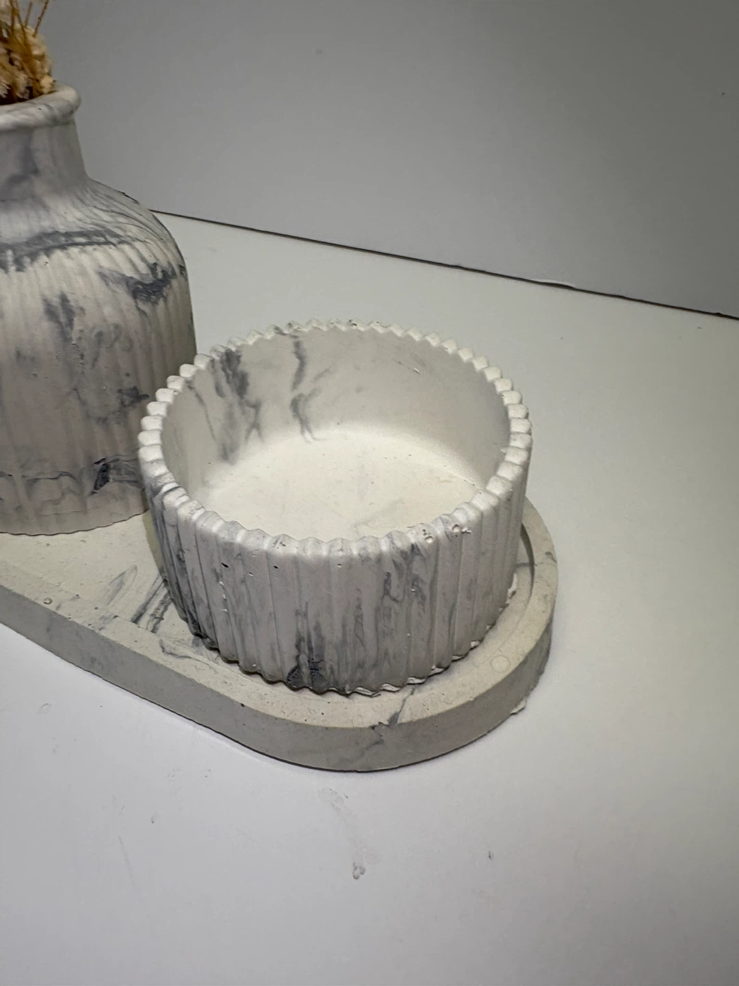 Handmade marble tray with trinket box and vase set - photo 3