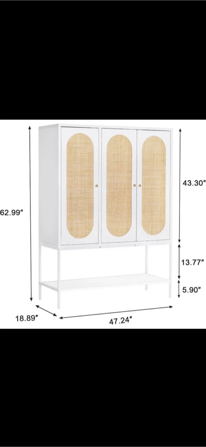 White Cabinet with Rattan Doors - photo 4