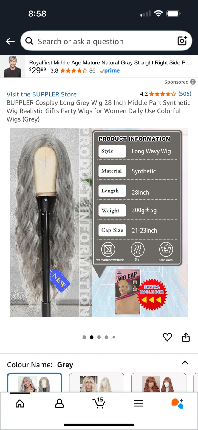 BUPPLER Grey Long Wavy Wig 28 Inch - photo 3