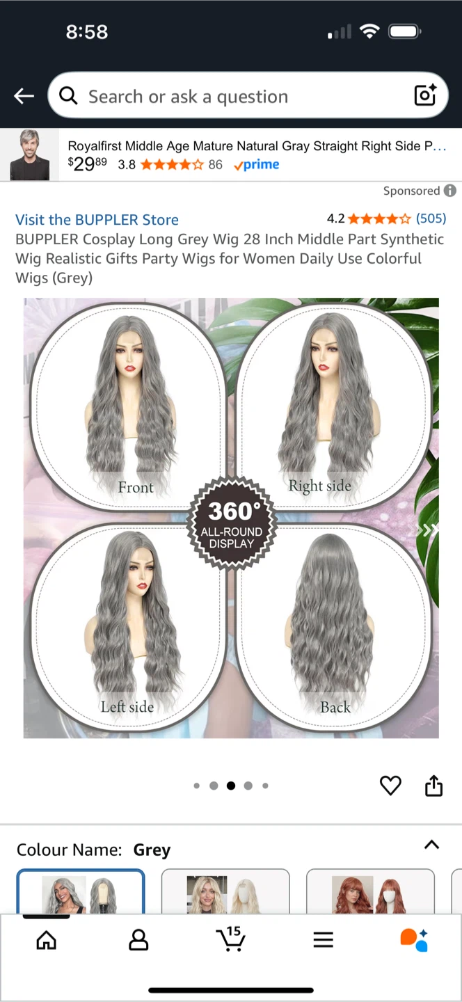 BUPPLER Grey Long Wavy Wig 28 Inch - photo 2