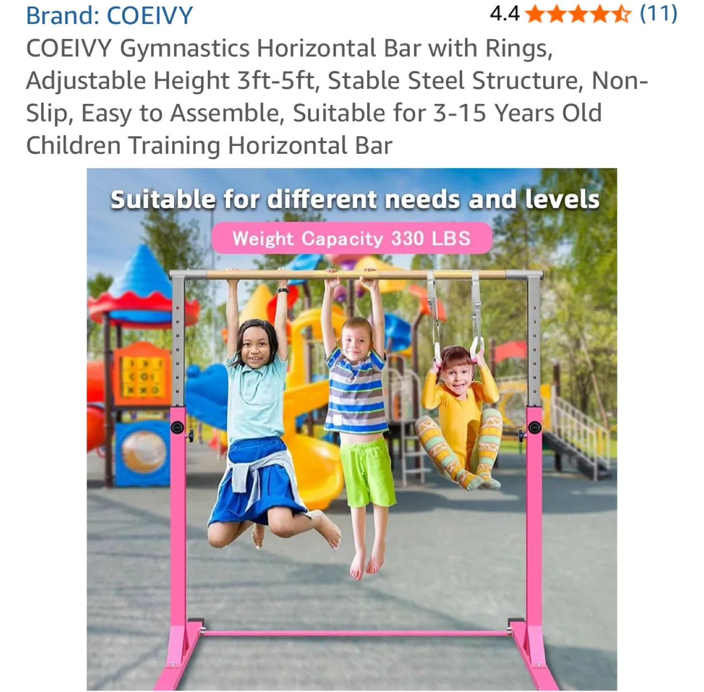 COEIVY Gymnastics Bar with Rings, Adjustable Height image indicator(5)