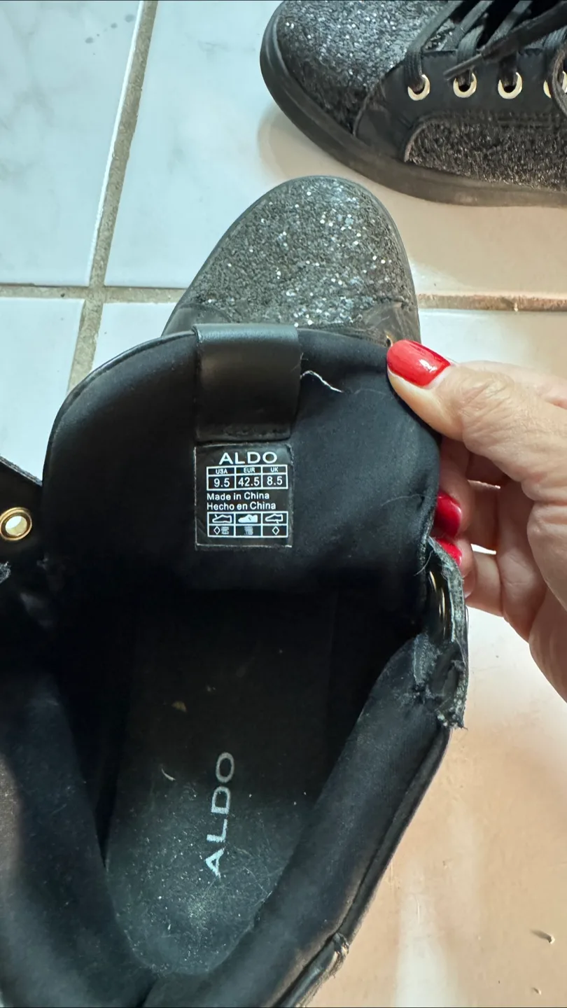 Aldo Black Glitter High Top Sneakers - Size 8.5 image indicator(3)