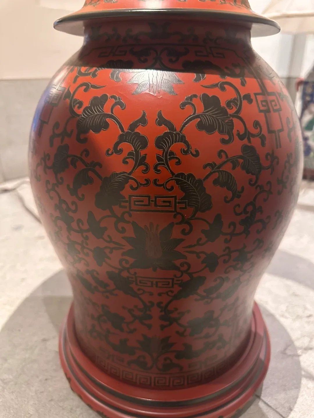 Pair Cinnabar Lamps - Chinese Composite Table Lamps image indicator(4)