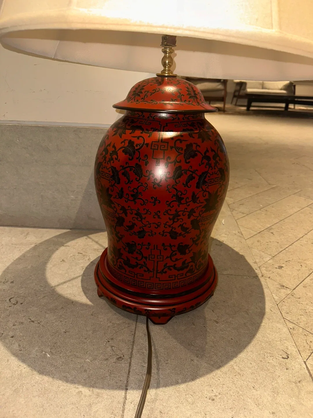 Pair Cinnabar Lamps - Chinese Composite Table Lamps image indicator(6)