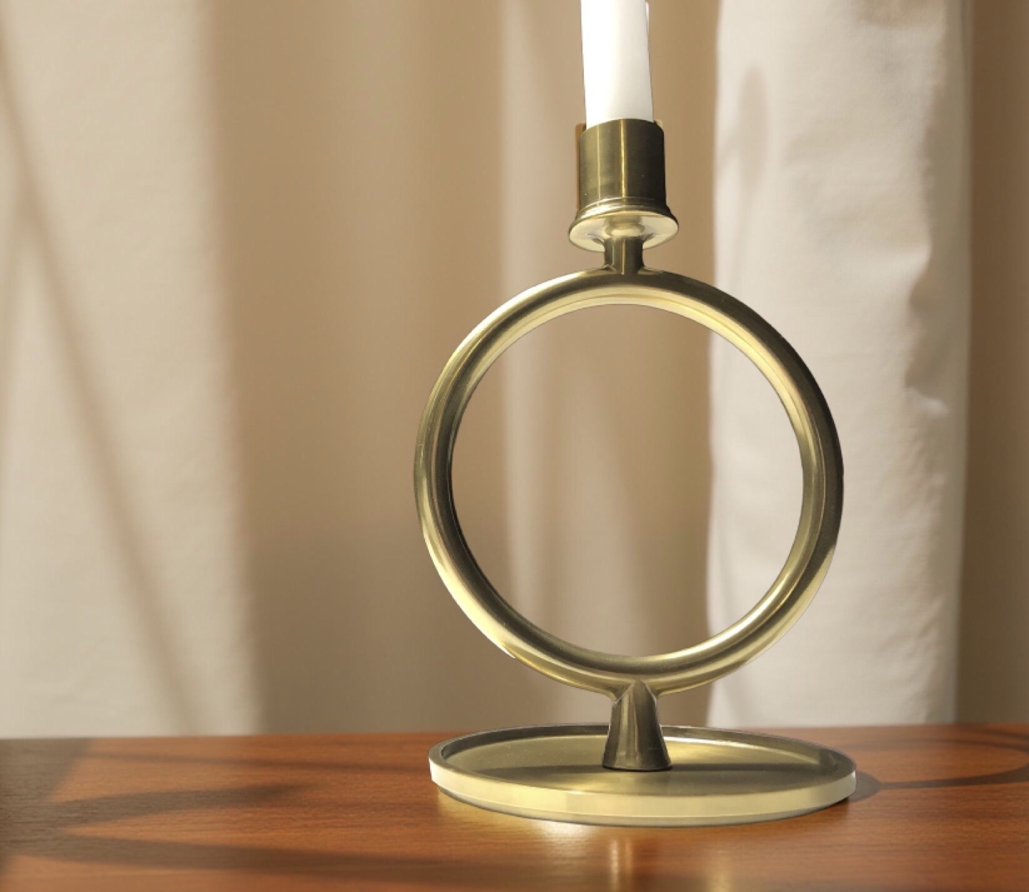 IKEA pair of Gold Metal Circle Candlestick Holder - photo 2