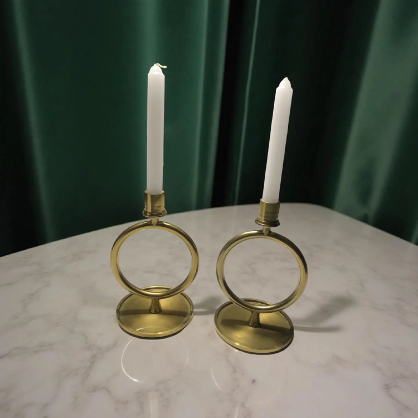 IKEA pair of Gold Metal Circle Candlestick Holder thumbnail