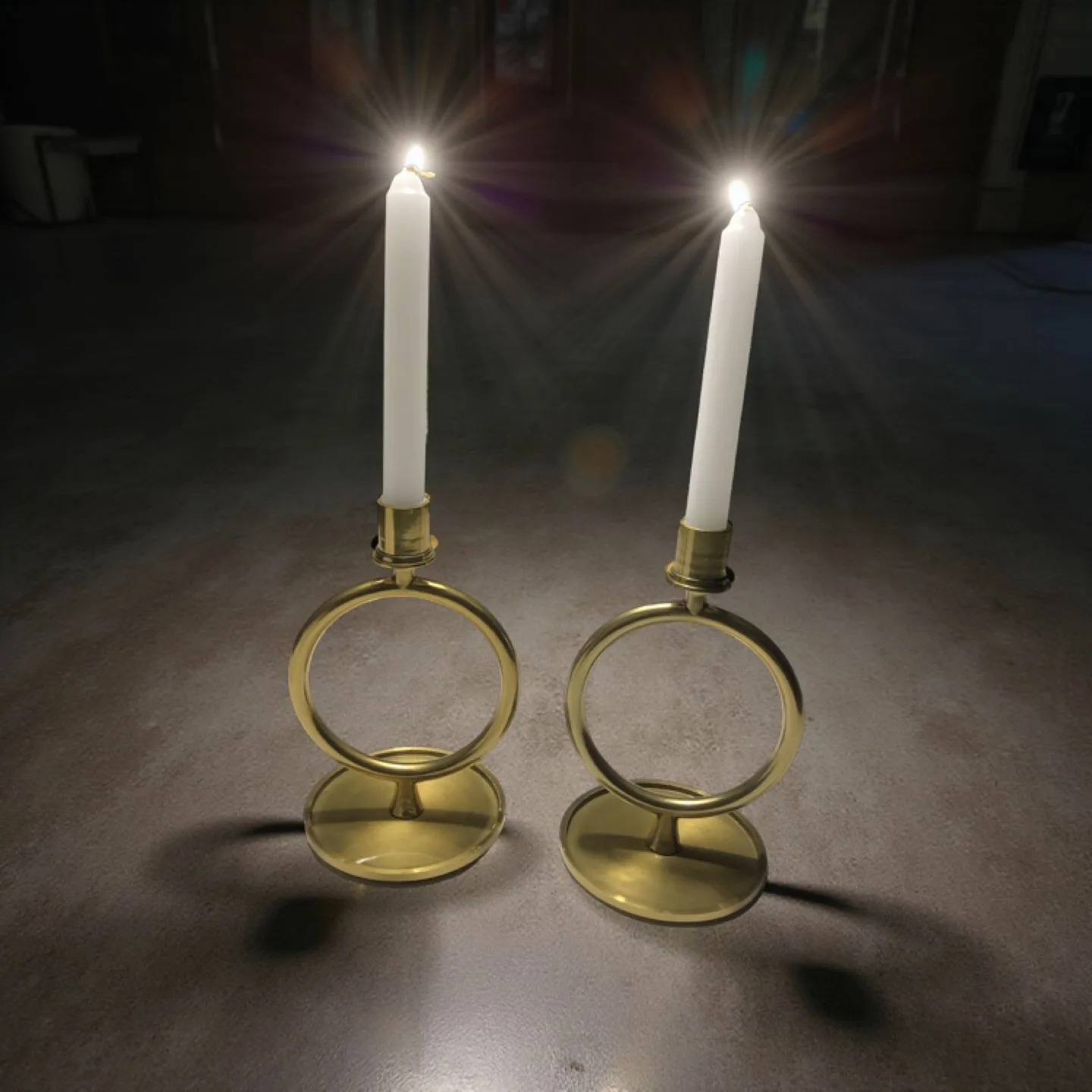 IKEA pair of Gold Metal Circle Candlestick Holder image indicator(10)