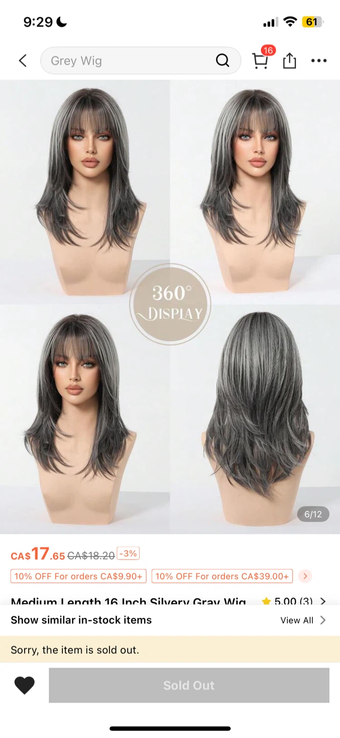 Shein Grey Layered Wig - 16 Inch - photo 2