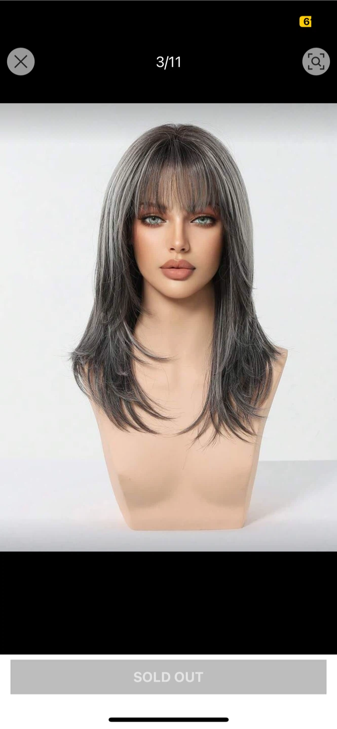 Shein Grey Layered Wig - 16 Inch