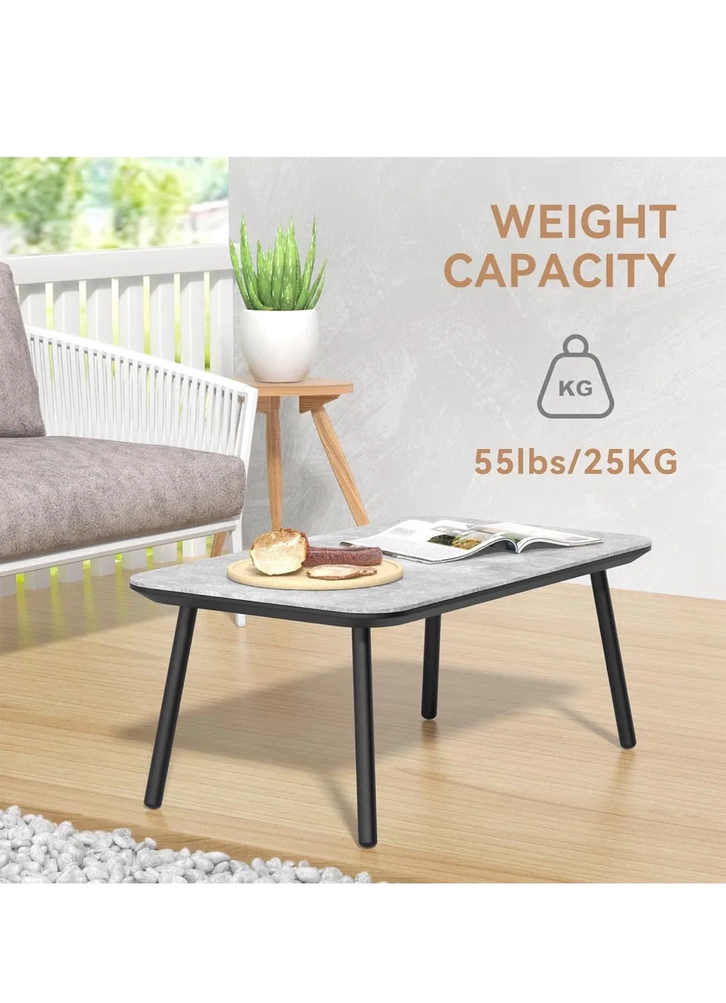 C-Hopetree Small Rectangle Metal Patio Coffee Table image indicator(3)