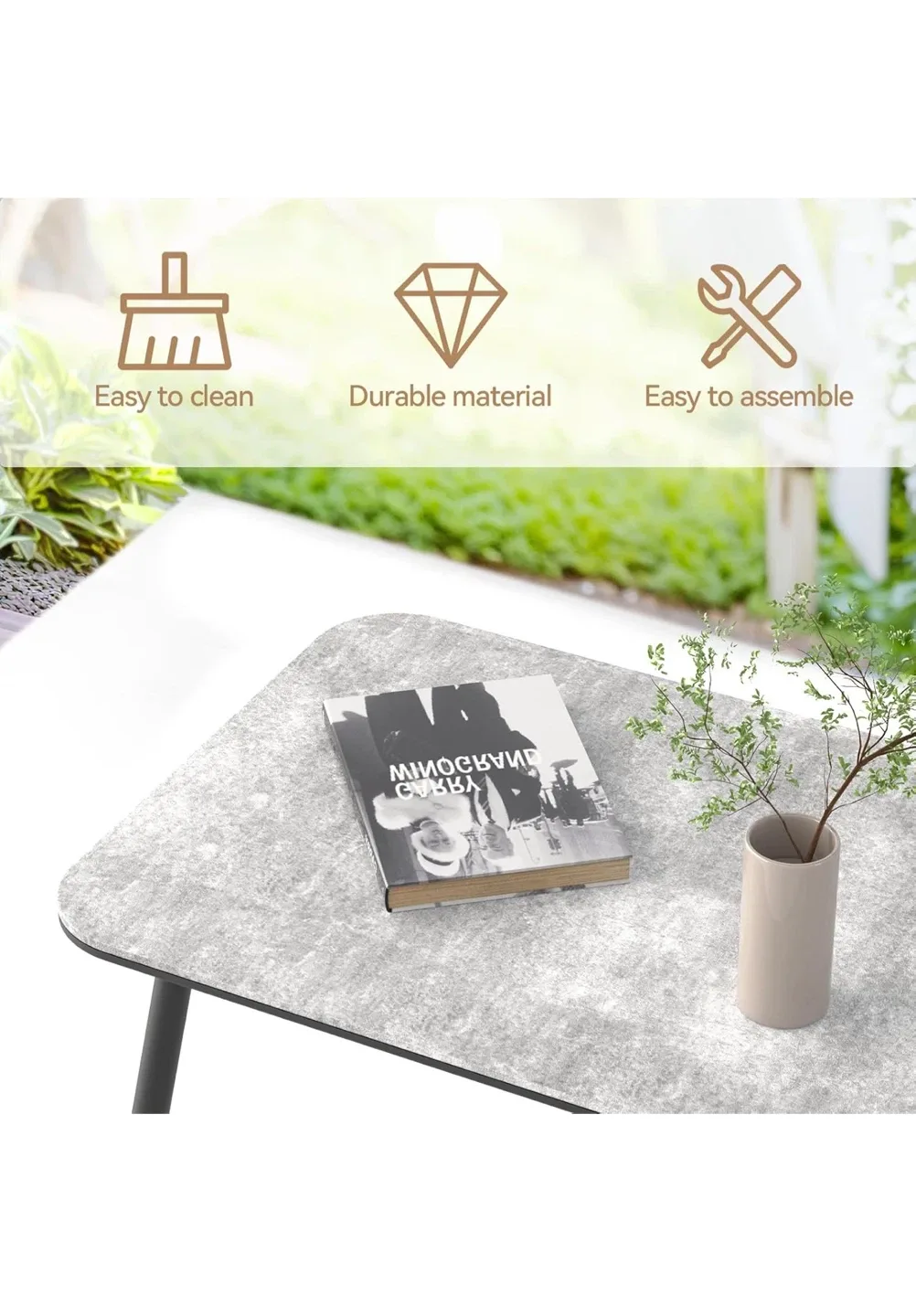 C-Hopetree Small Rectangle Metal Patio Coffee Table image indicator(2)