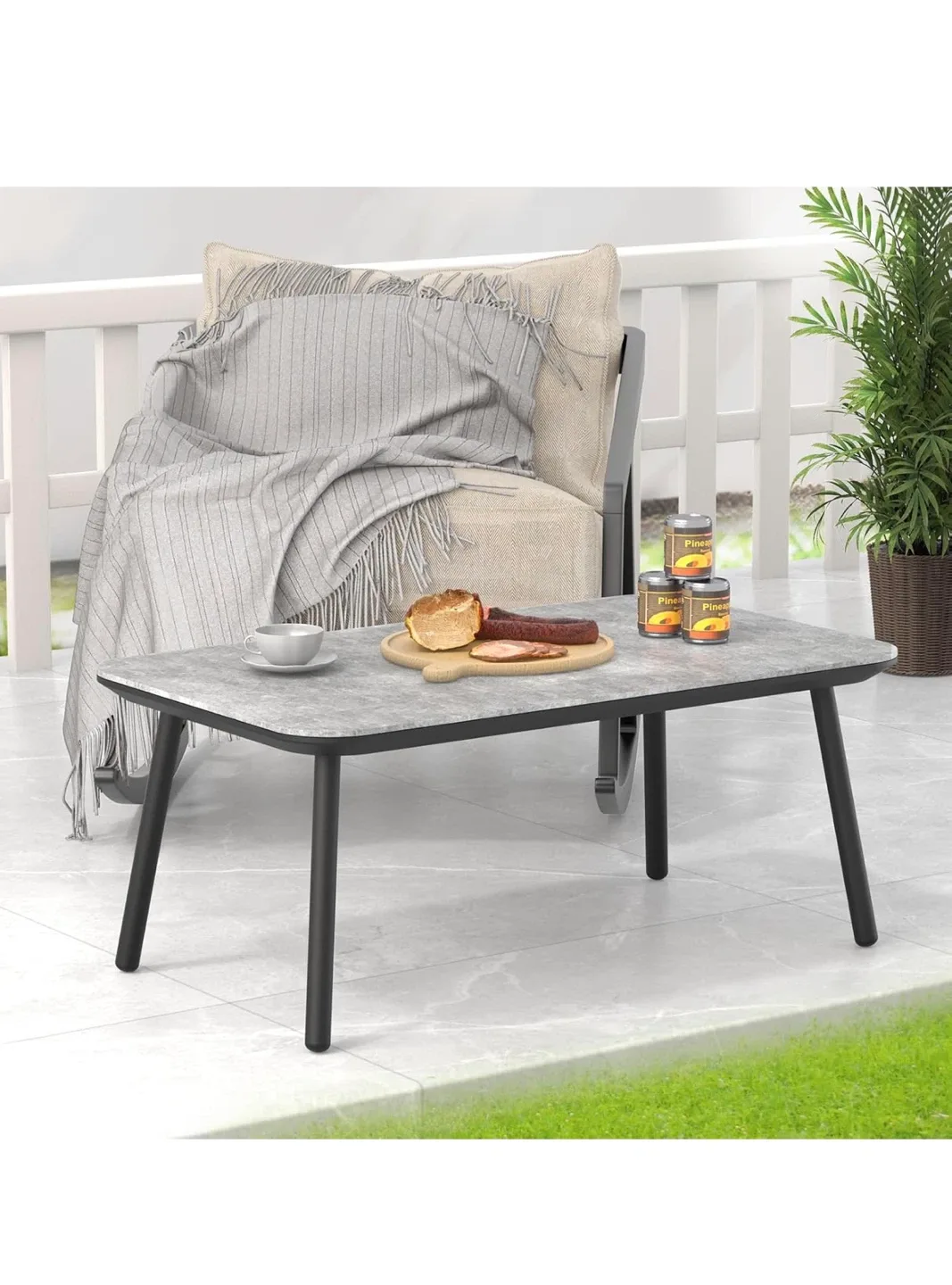 C-Hopetree Small Rectangle Metal Patio Coffee Table image indicator(5)