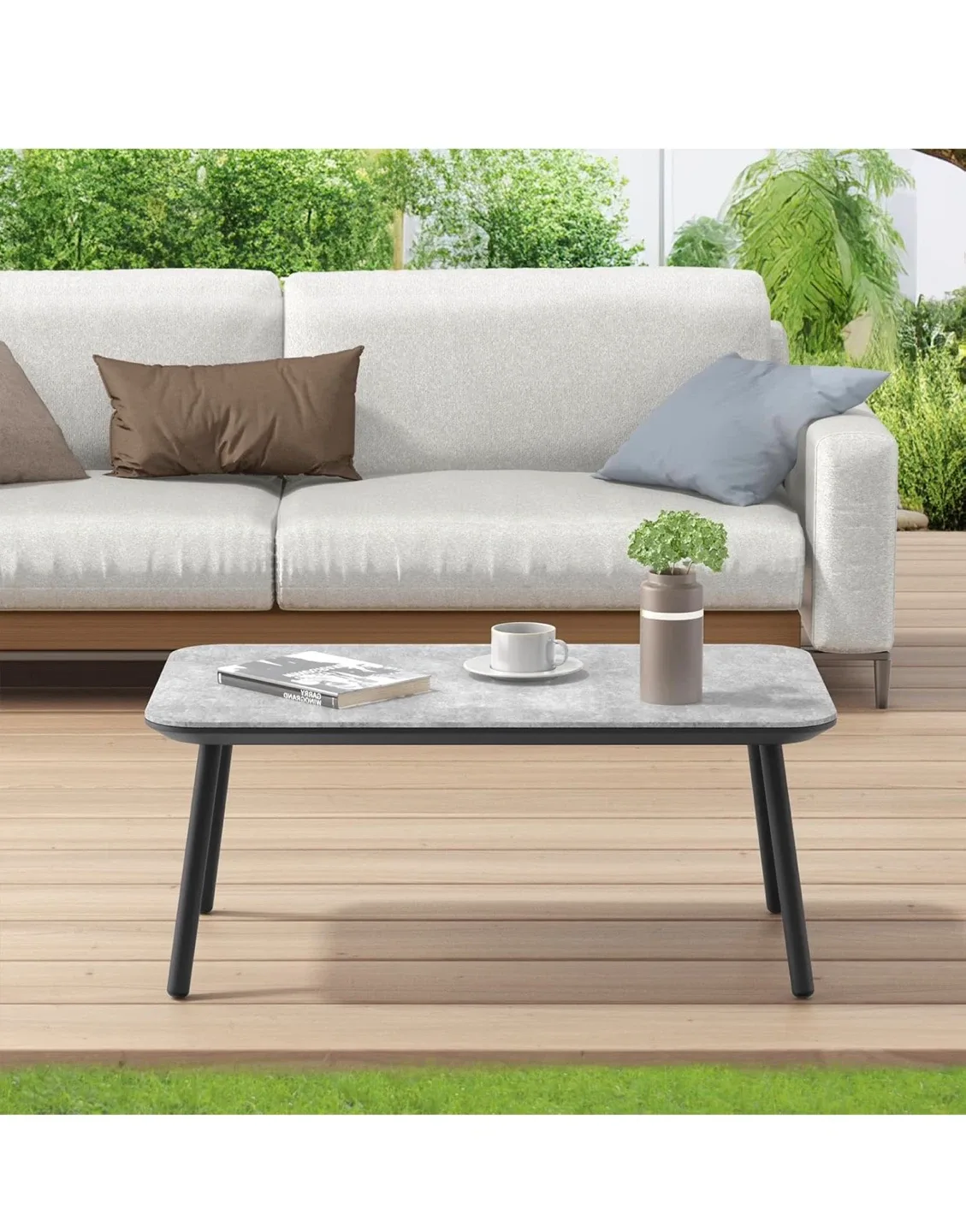 C-Hopetree Small Rectangle Metal Patio Coffee Table image indicator(6)