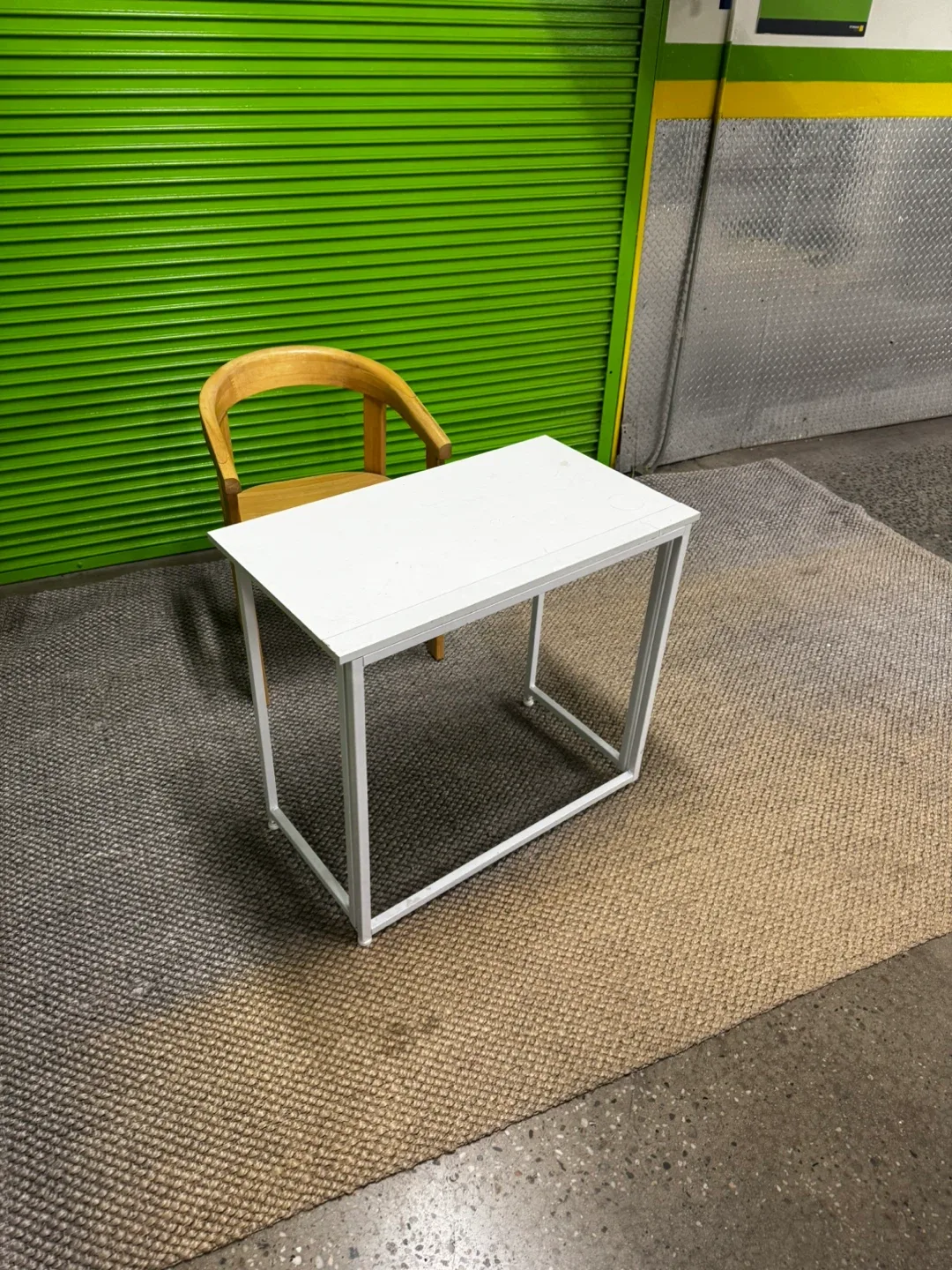 White Folding Table and Wooden Chair Set