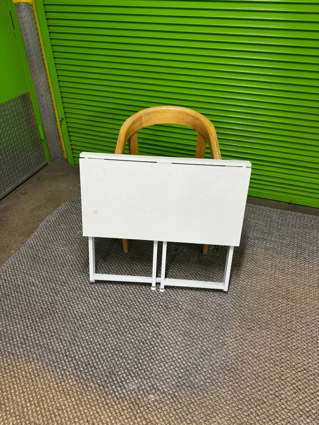 White Folding Table and Wooden Chair Set - photo 2