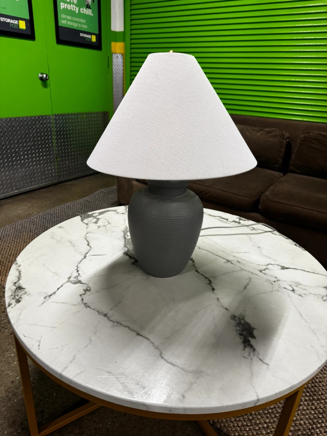 Gray Table Lamp with White Shade - photo 2