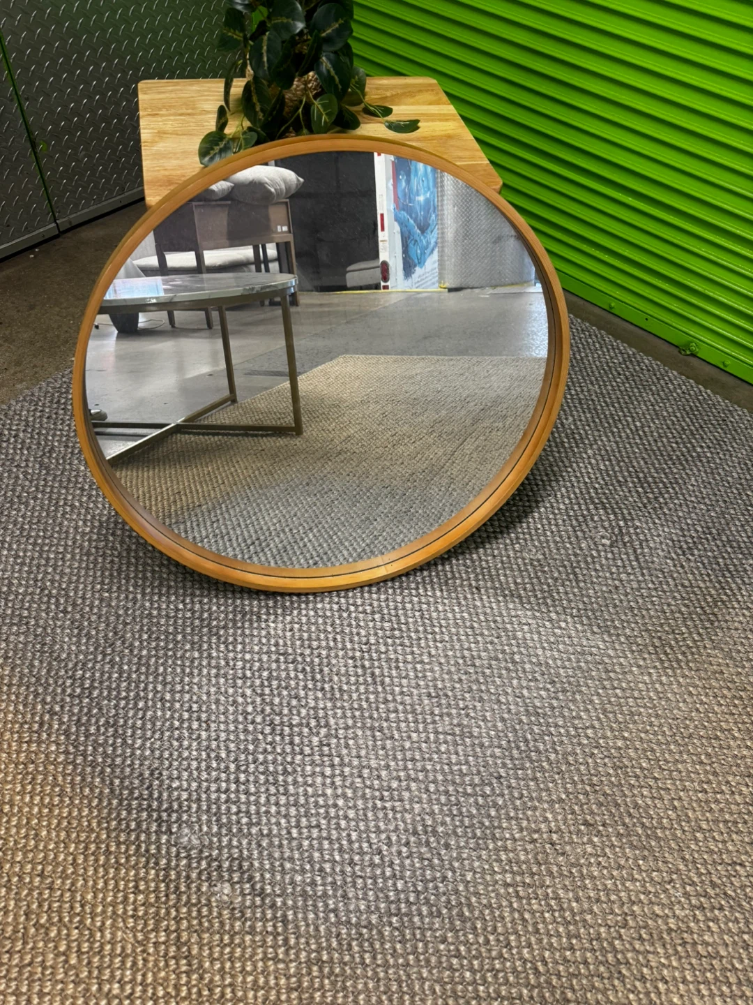 Round Wall Mirror with Wood Frame - photo 5