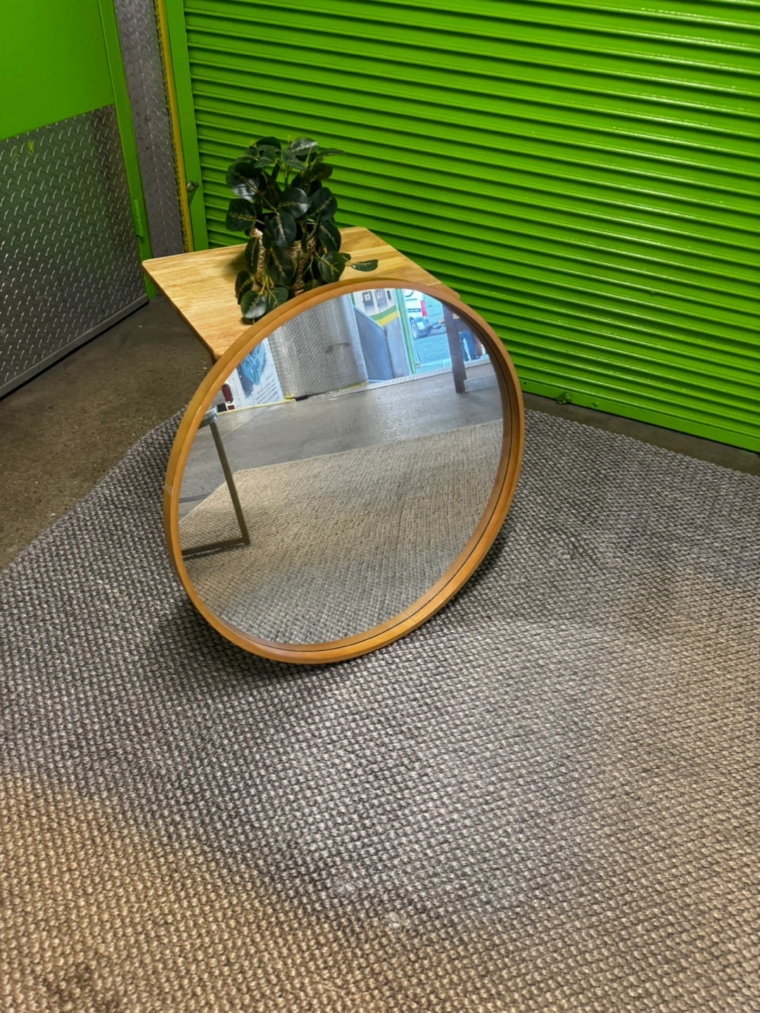 Round Wall Mirror with Wood Frame
