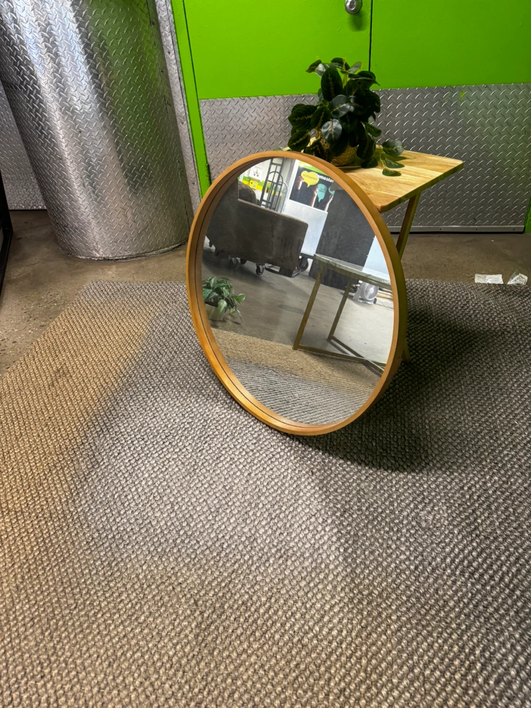 Round Wall Mirror with Wood Frame - photo 3