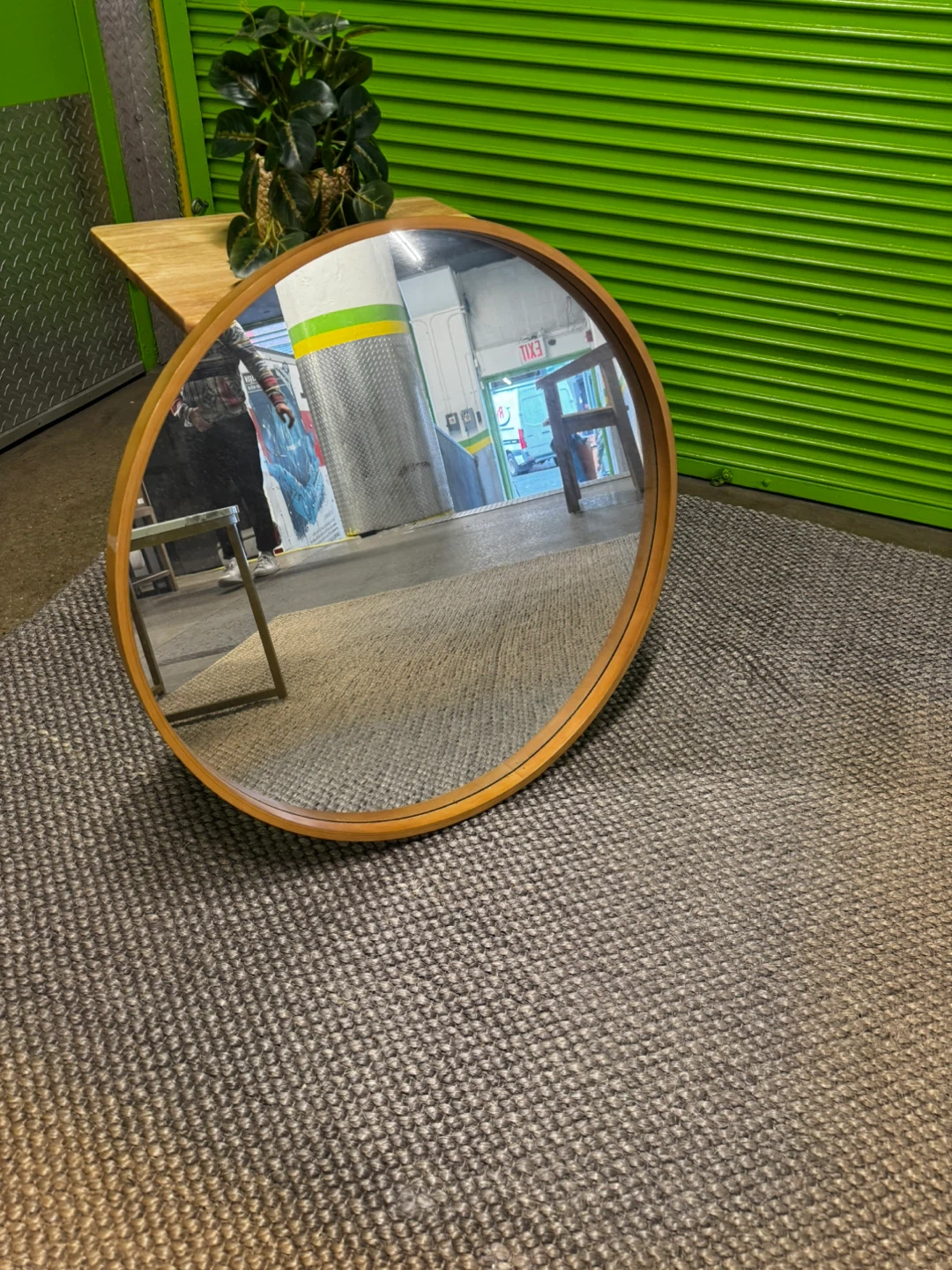Round Wall Mirror with Wood Frame - photo 2