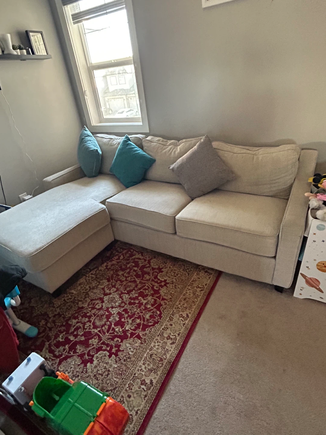 Beige Sectional Sofa with Chaise
